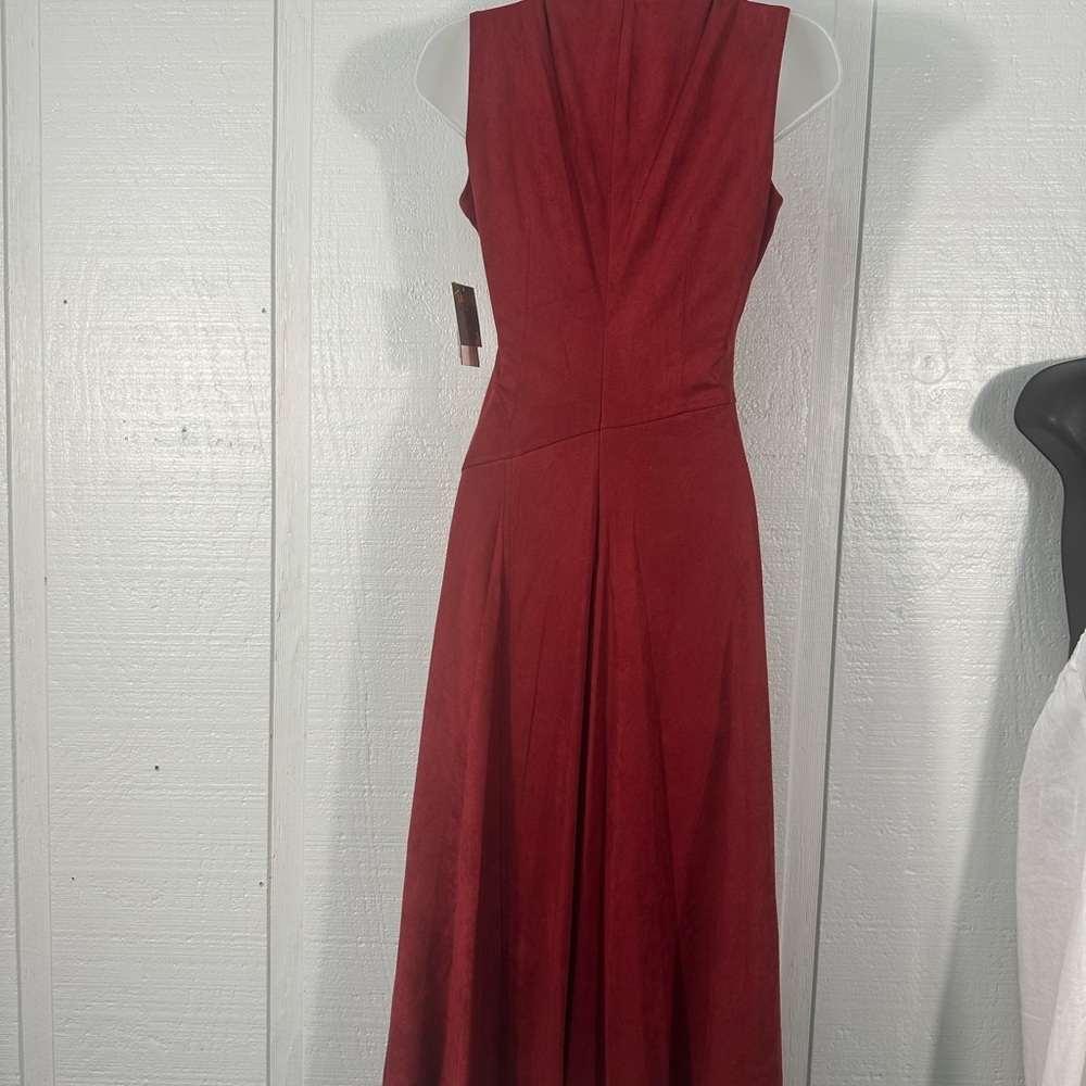 Taylor Women's Faux-Suede Asymmetrical-Hem Sleeveless Midi Dress Size 2 NWT - Picture 8 of 12